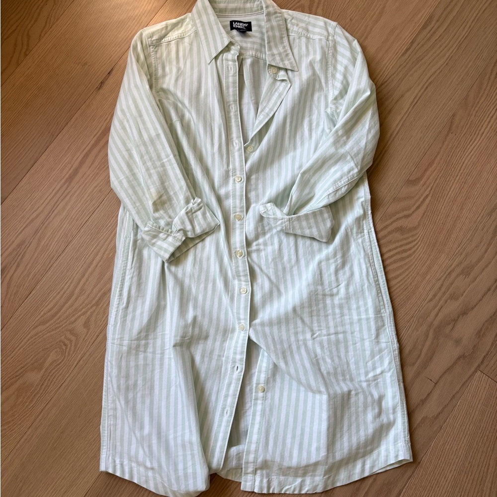 Lands' End Green Long Sleeve Dress
